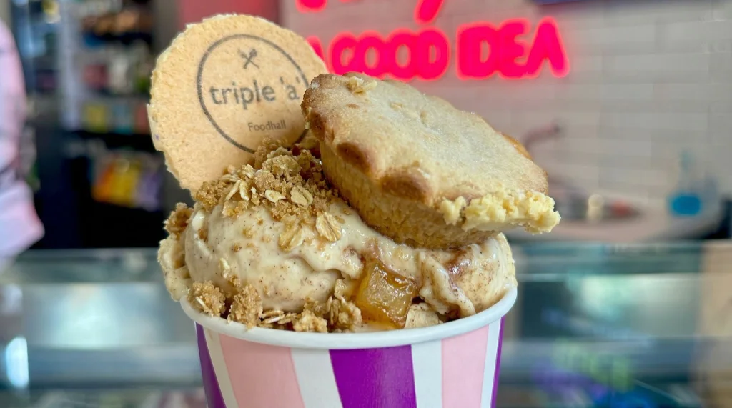 Fresh artisan gelato in counter trays